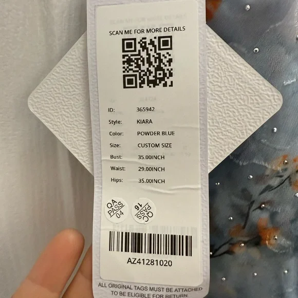 Azazie Blue and Orange Floral Maxi Dress - Picture 7 of 7